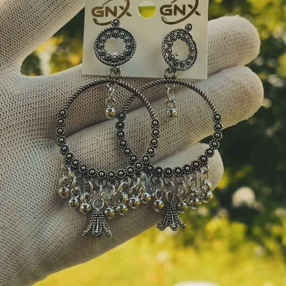 Oxidised Hoop Dangler Earrings for Women