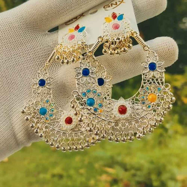 Multicolor Oxidised Chandbali Earrings Hover Image