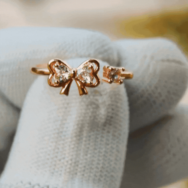Knot Bow Rose Gold Stud Ring Main Image