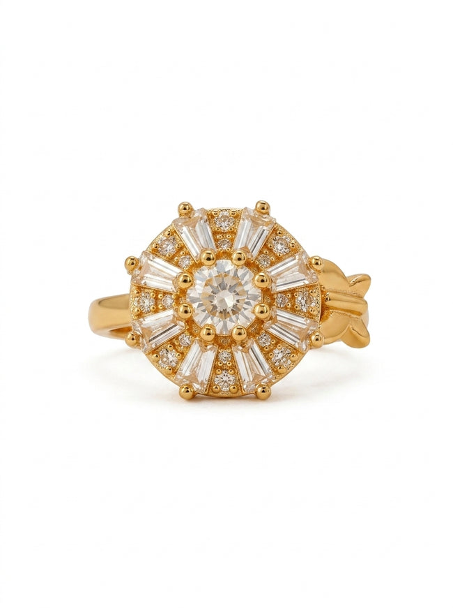 Luxury Sunburst Crystal Adjustable Ring for Women Hover Image