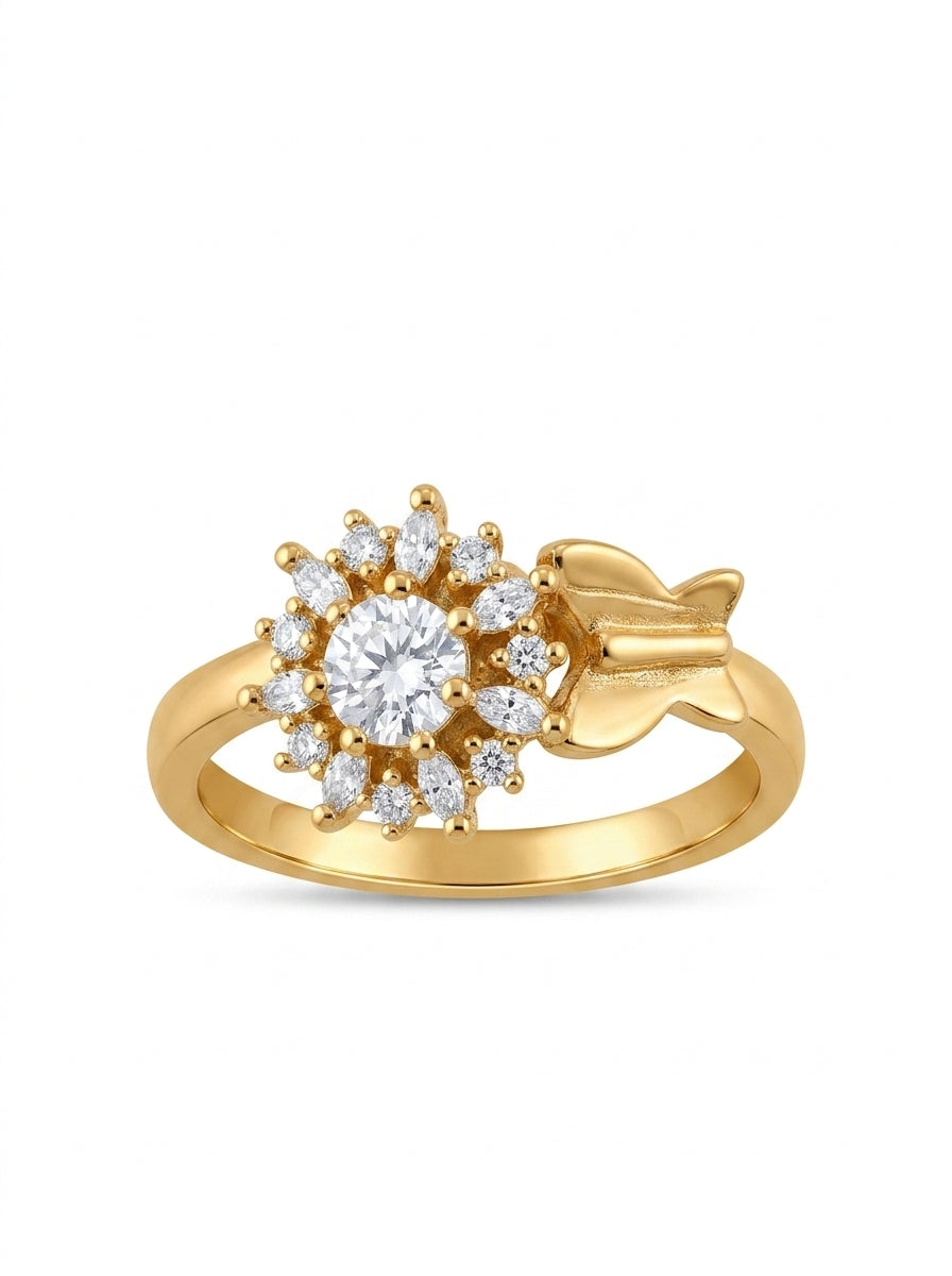 Sparkling Floral Cluster Adjustable Ring