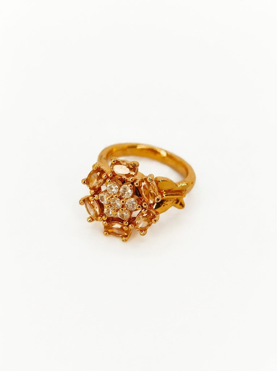 Rose Gold Snowflake Crystal Statement Ring