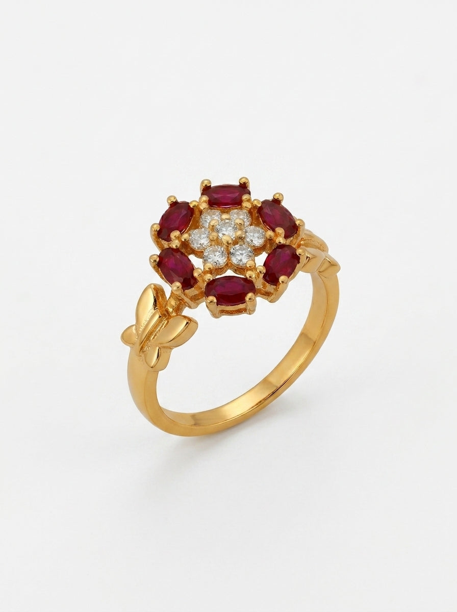 Ruby Blossom Statement Adjustable Ring