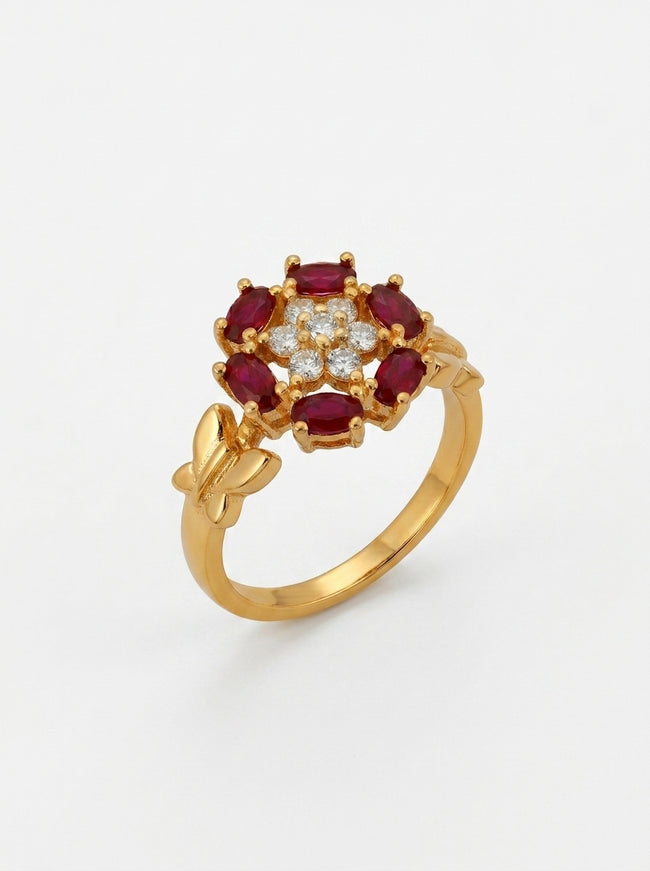 Ruby Blossom Statement Adjustable Ring Hover Image