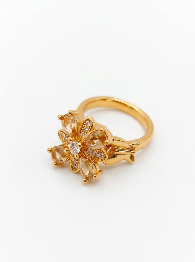 Pastel Flower Crystal Adjustable Statement Ring Hover Image