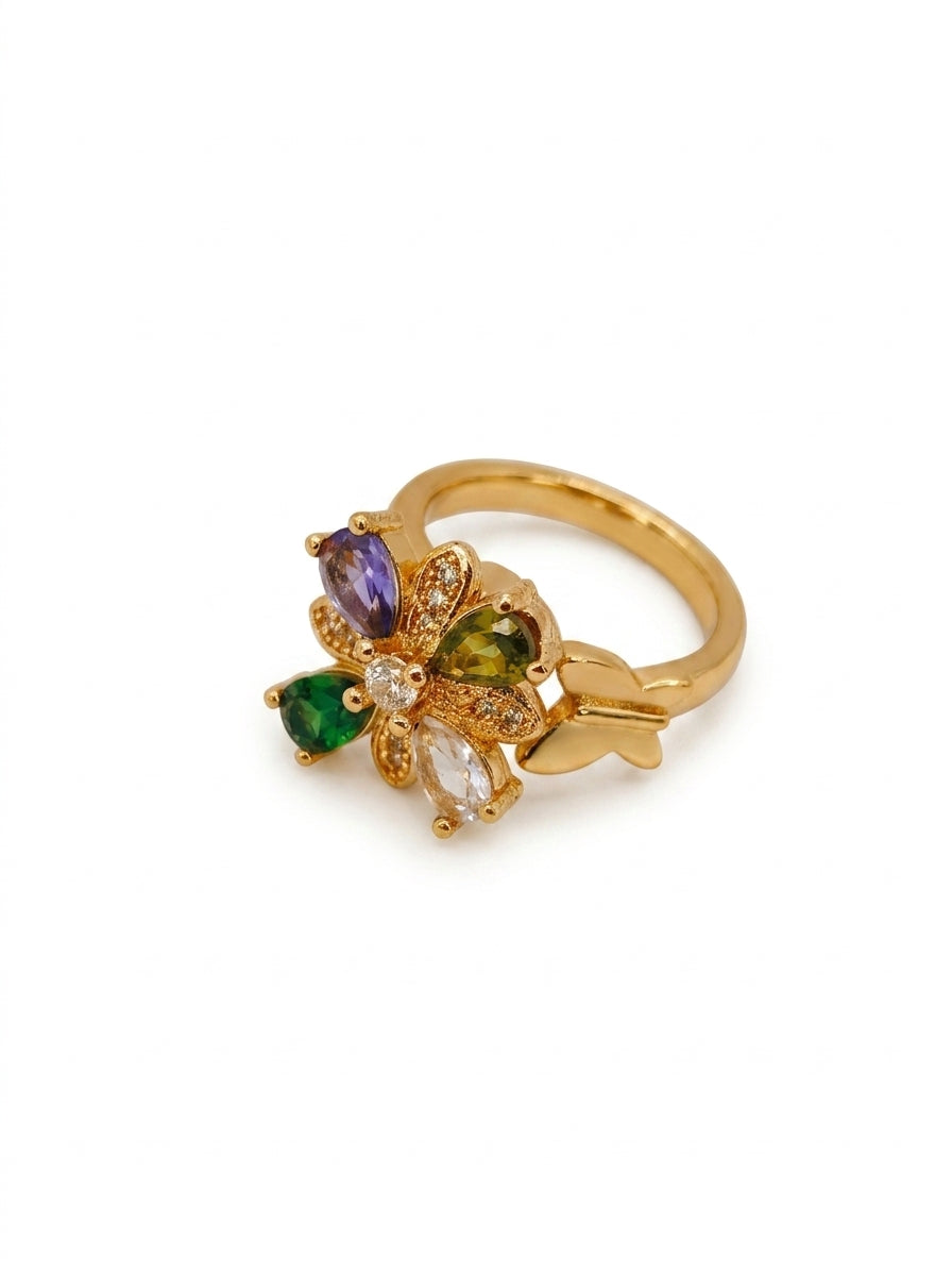 Multicolor Flower Petal Statement Ring