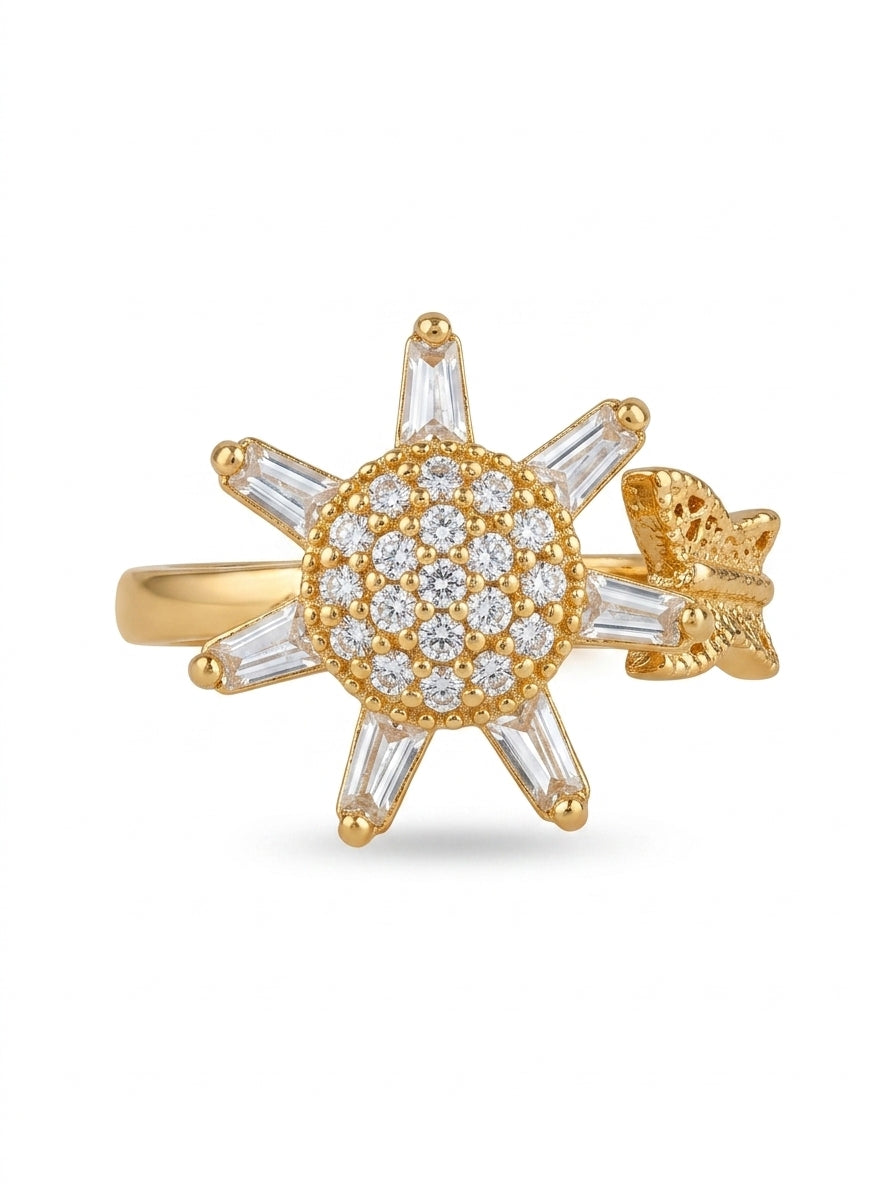 Luxury Starburst Crystal Cocktail Ring