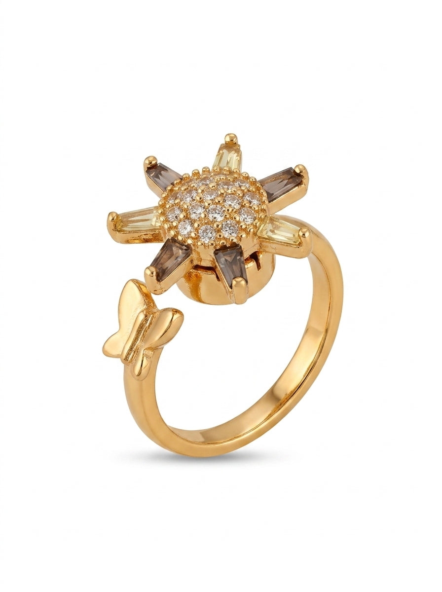 Rose Gold Star Crystal Adjustable Ring