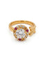 Round Solitaire Halo Crystal Adjustable Ring