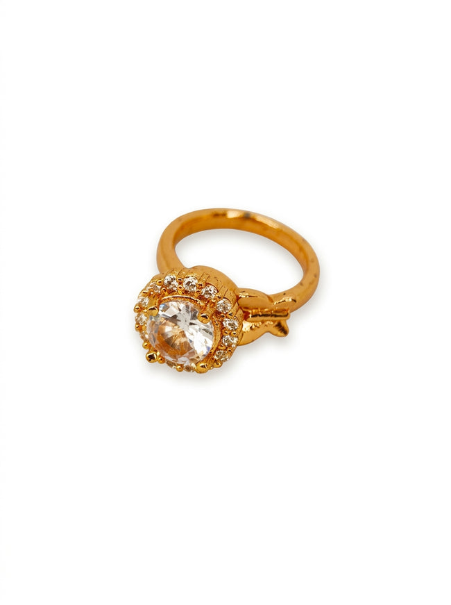 Round Diamond Look Halo Adjustable Ring Hover Image